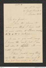 Nachlass Franz Steindachner, Brief von Gabriel Adolphe Boucard an Franz Steindachner (22.11.1877), Inv.Nr. 48.07, Seite 1